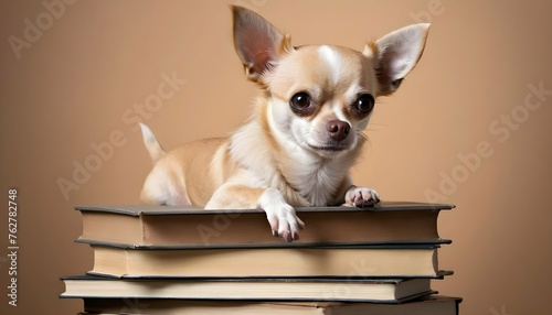 A Chihuahua Sitting On A Stack Of Books Looking S Upscaled 2 © Nasreen