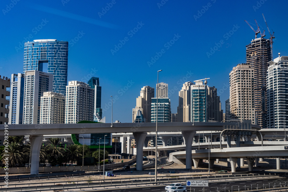 Highway intersection in Dubai Marina, United Arab Emirates. Highway intersection in Dubai Marina, United Arab Emirates.
