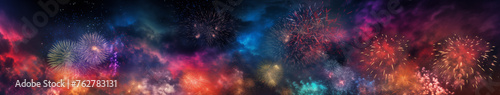 Vibrant Skyburst: A Panorama of Fireworks