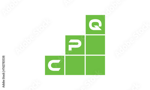 CPQ initial letter financial logo design vector template. economics, growth, meter, range, profit, loan, graph, finance, benefits, economic, increase, arrow up, grade, grew up, topper, company, scale photo