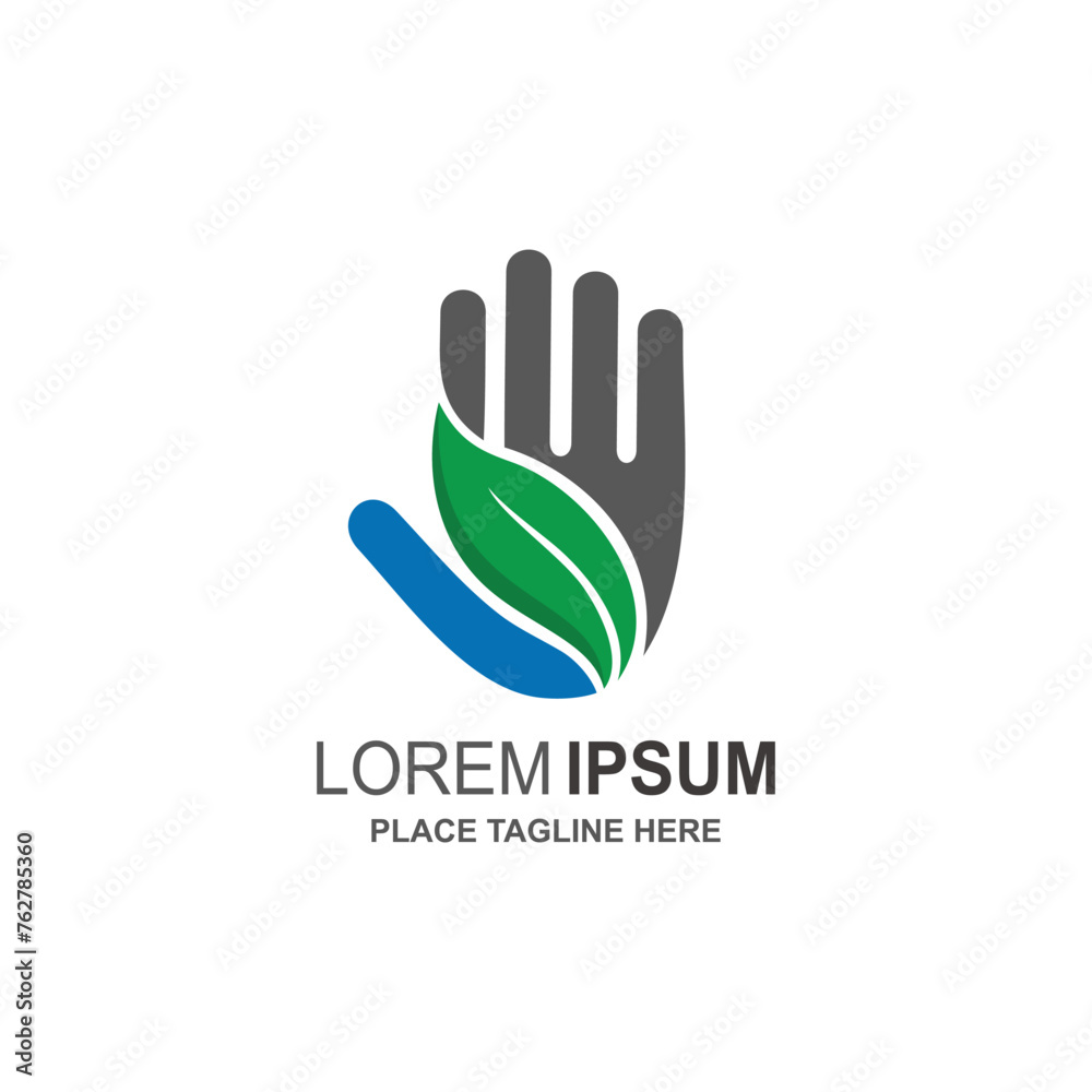 Hand and leaf logo Hand and leaf logo