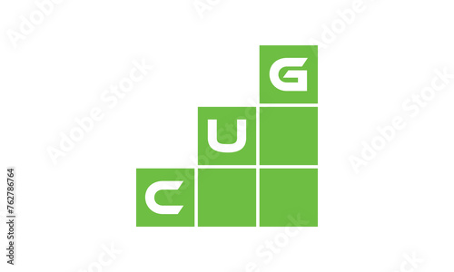 CUG initial letter financial logo design vector template. economics, growth, meter, range, profit, loan, graph, finance, benefits, economic, increase, arrow up, grade, grew up, topper, company, scale photo