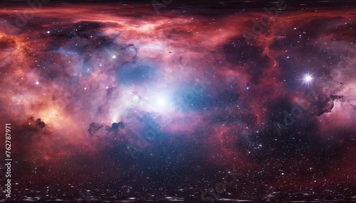 360 degree interstellar cloud of dust and gas space background with nebula and stars glowing nebula environment 360d hdri map equirectangular projection spherical panorama 3d illustration #762787971
