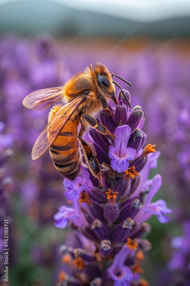 A bumblebee or bee pollinates a flower in spring or summer A bumblebee or bee pollinates a flower in spring or summer