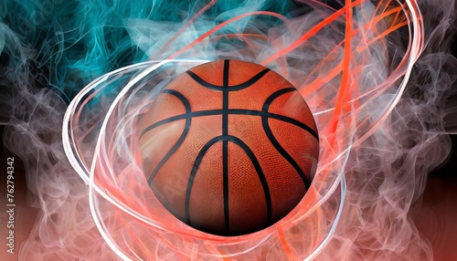 basketball background with smoke effect