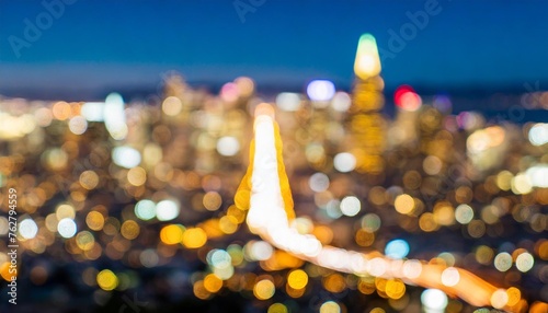 blurred abstract bokeh background of san francisco city lights at night photo