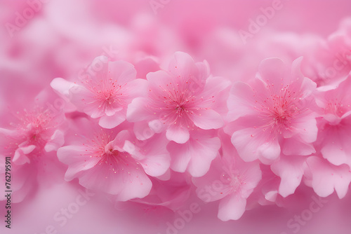 Close up of pink cherry flowers  beautiful spring floral background for card  web Tender Ecology theme 
