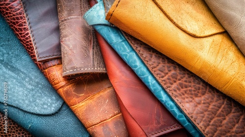 Variety of Textured Leather Samples. Generative ai