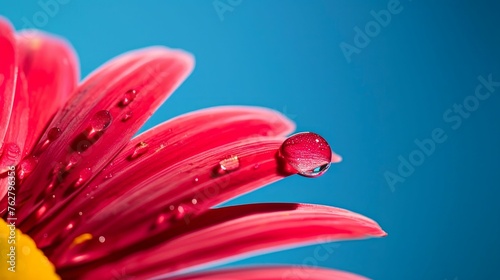 Dew on Red Daisy: Nature's Simplicity. Generative ai © Scrudje