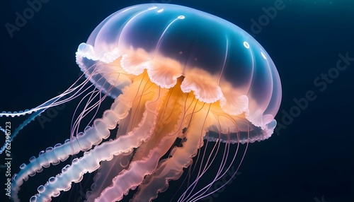 A Jellyfish With Tentacles That Shimmer With Light Upscaled © Alaia
