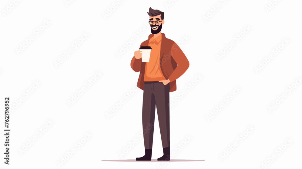 Cartoon character design male man hold coffee cup f