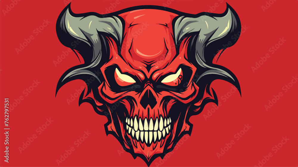 Cartoon devil skull Flat vector flat vector illustr