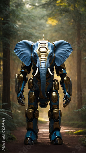 Robotic Elephant Statue: Futuristic Art in Museum