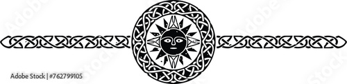 Ornate Celtic Pattern Circle Header with Tribal Sun