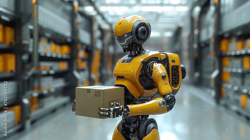 Robot working in a warehouse