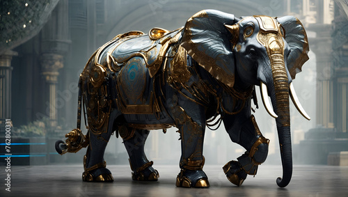 Robotic Elephant Statue: Futuristic Art in Museum © ART Forge