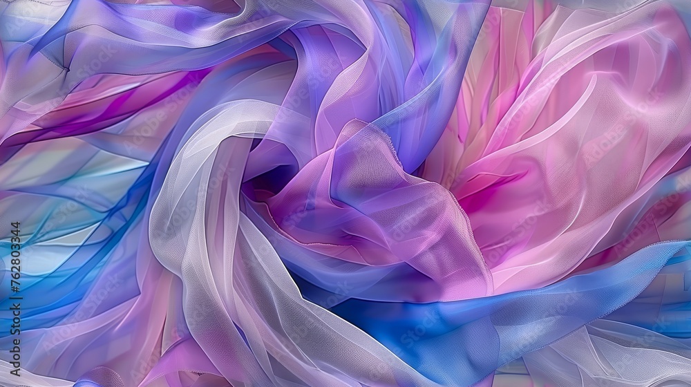 a digital painting of a pink, blue, and white dress with flowing fabric on the bottom of the image. a digital painting of a pink, blue, and white dress with flowing fabric on the bottom of the image.