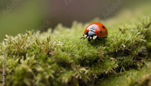 A Ladybug Exploring A Patch Of Moss Upscaled 13