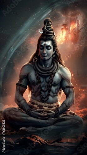 A man with long hair is sitting cross legged and meditating