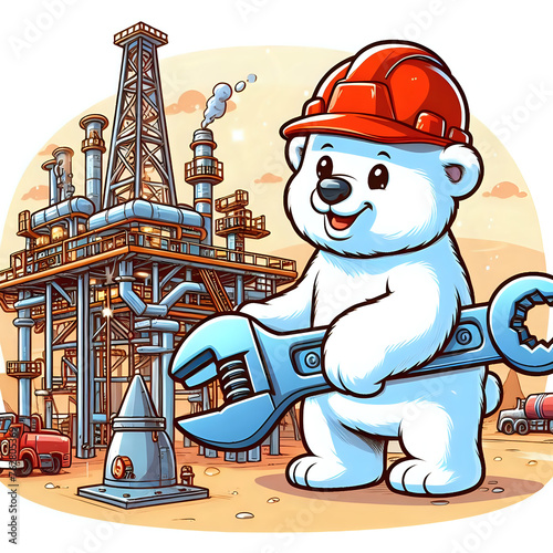 A blank letterhead of a postcard with an image of a polar bear-an oilman, an installer, a builder. photo