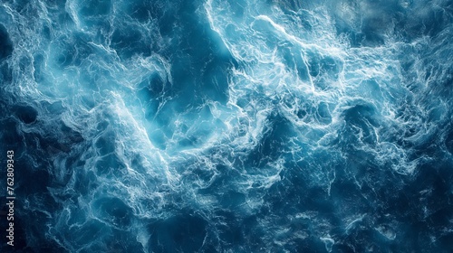 Blue ocean water texture background. Turquoise foam pattern