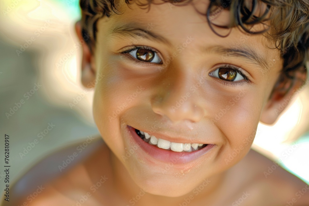 A young boy with brown hair and brown eyes is smiling A young boy with brown hair and brown eyes is smiling