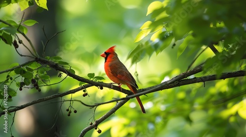 cardinal bird branch green