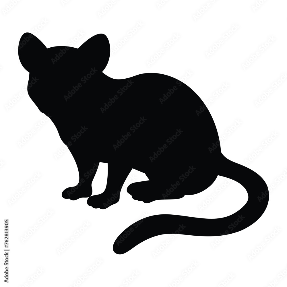 Obraz premium black silhouette of a tarsier on white