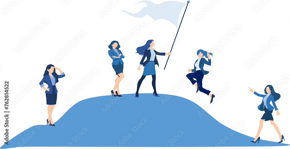 丘を登る女性実業家のイラスト 丘を登る女性実業家のイラスト