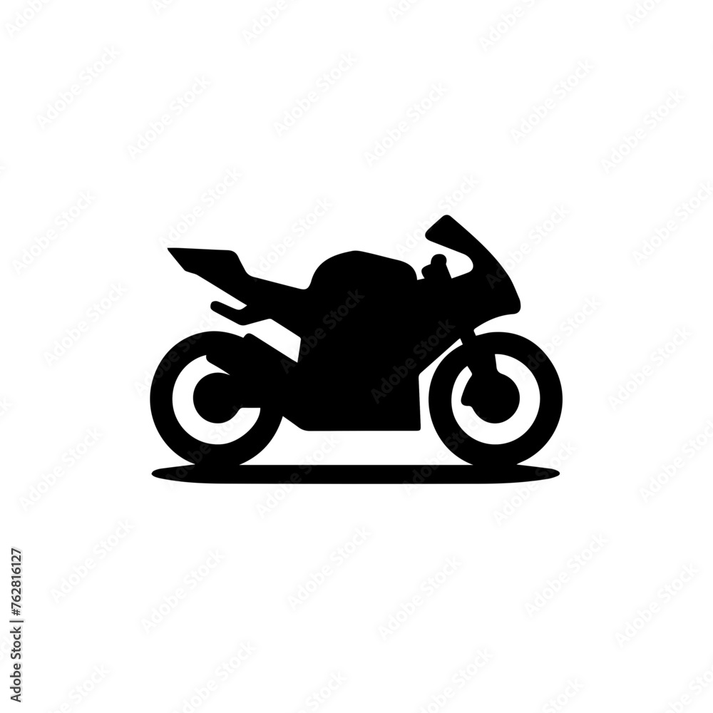 Black silhouette of motorcycle, editable vector SVG, generated with AI