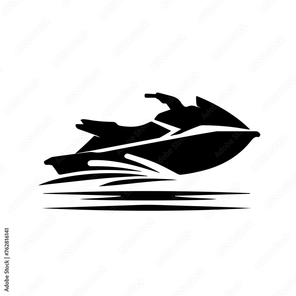 Black silhouette of waterbike jet-ski, editable vector SVG, generated with AI Black silhouette of waterbike jet-ski, editable vector SVG, generated with AI