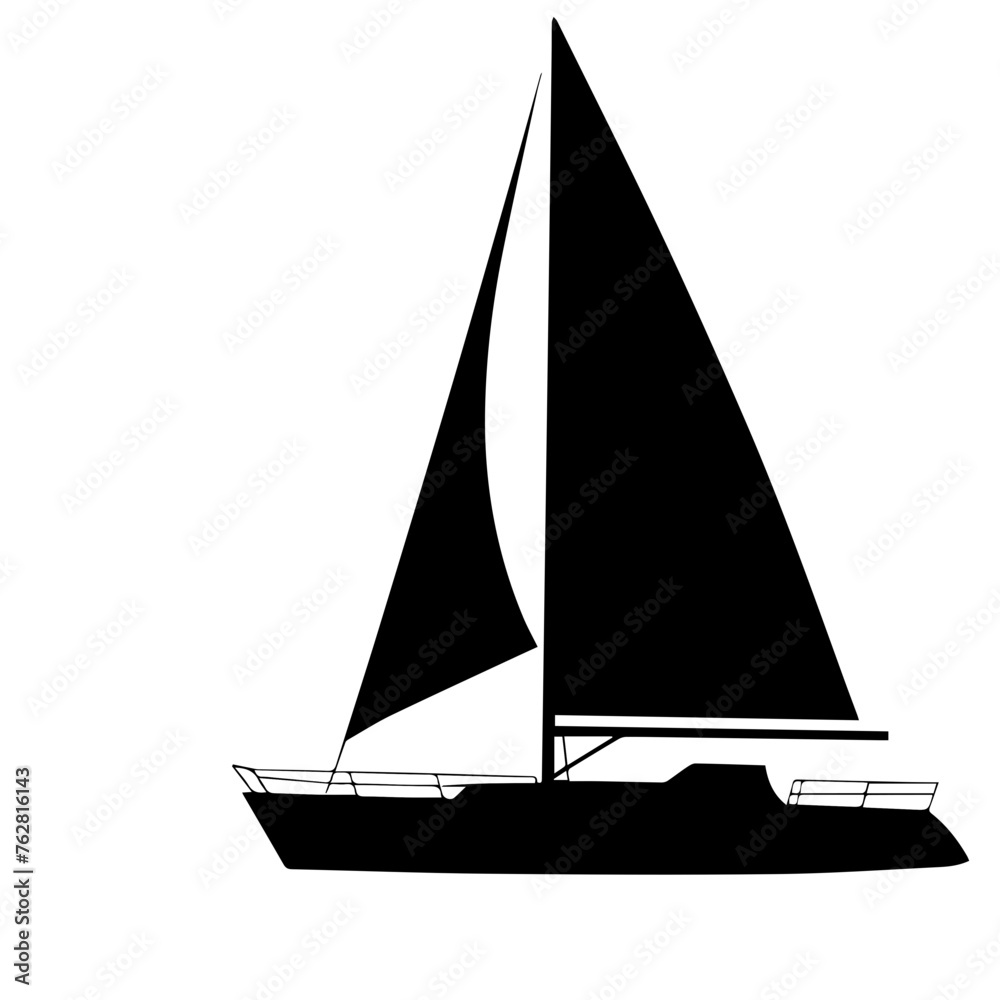 Black silhouette of sailboat, editable vector SVG, generated with AI Black silhouette of sailboat, editable vector SVG, generated with AI
