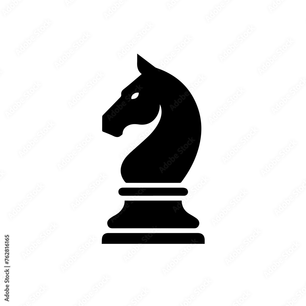 Black silhouette of black chess knight, editable vector SVG, generated with AI