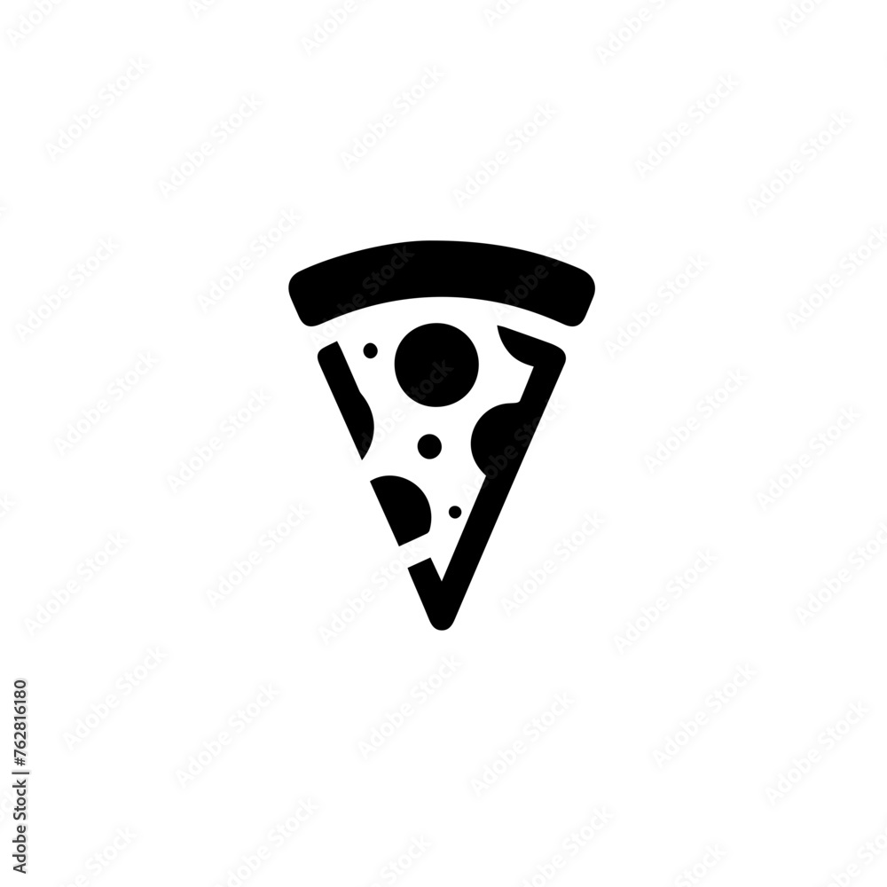 Black silhouette of slice of pizza, editable vector SVG, generated with AI