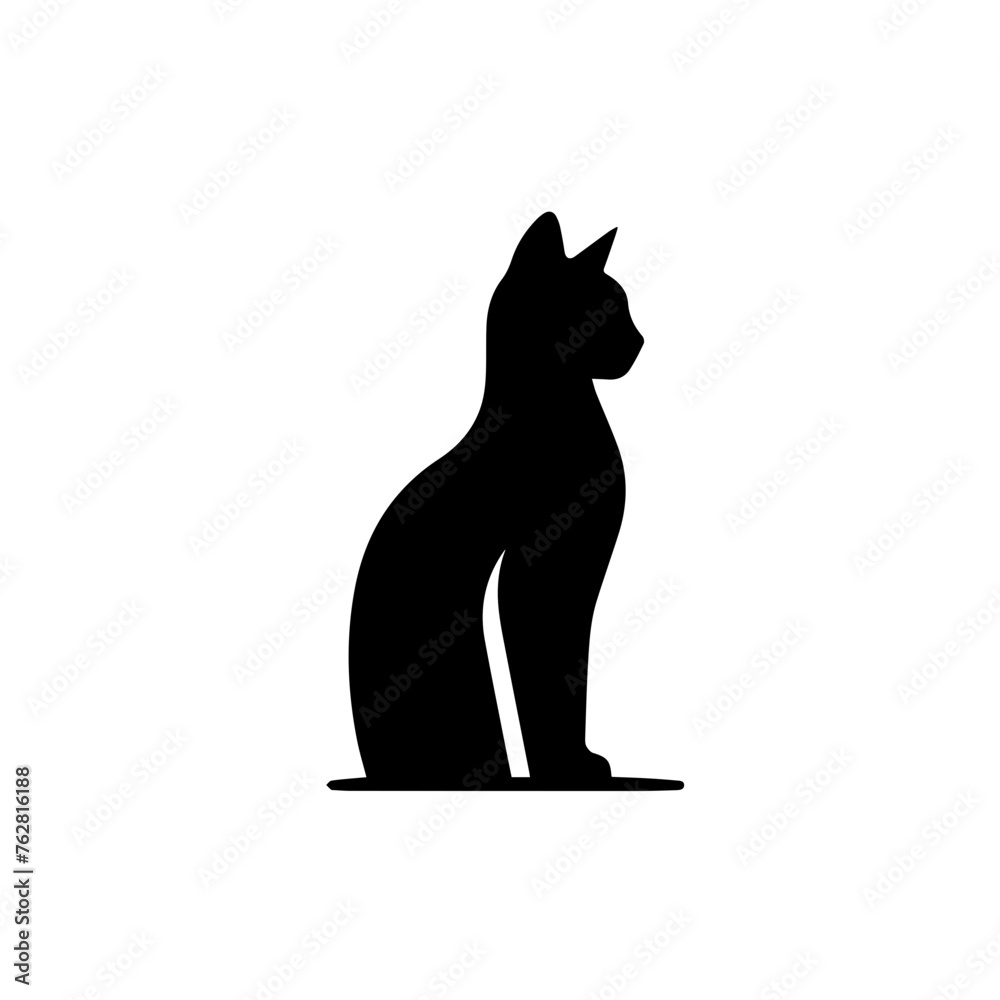 Black silhouette of a cat, editable vector svg, generated with AI