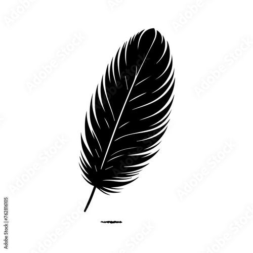 Black silhouette of a feather  editable vector SVG  generated with AI