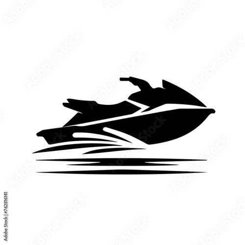 Black silhouette of waterbike jet-ski, editable vector SVG, generated with AI photo