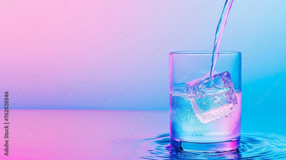 a glass of water with a pink and blue background and a pink and blue background and a pink and blue background. a glass of water with a pink and blue background and a pink and blue background and a pink and blue background.