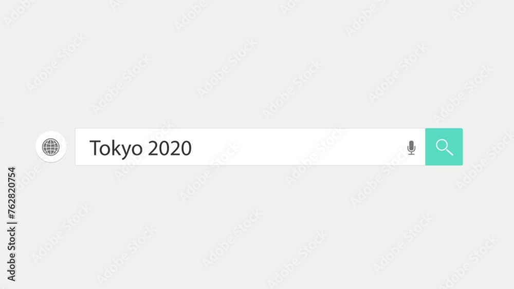 Tokyo 2020 typed on search bar browser app computer screen animation