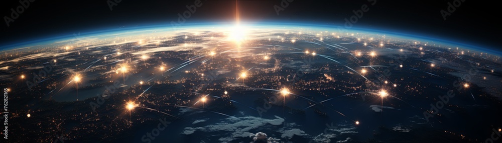 Highspeed internet satellites orbiting Earth tech glow