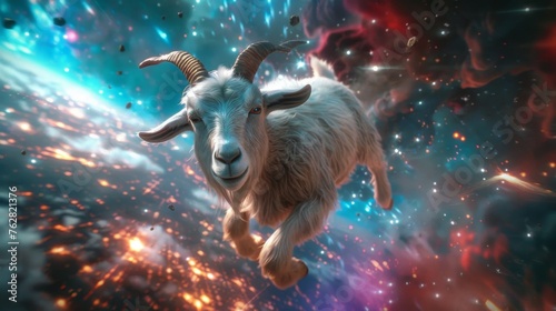anaimal goat in the galaxy  photo