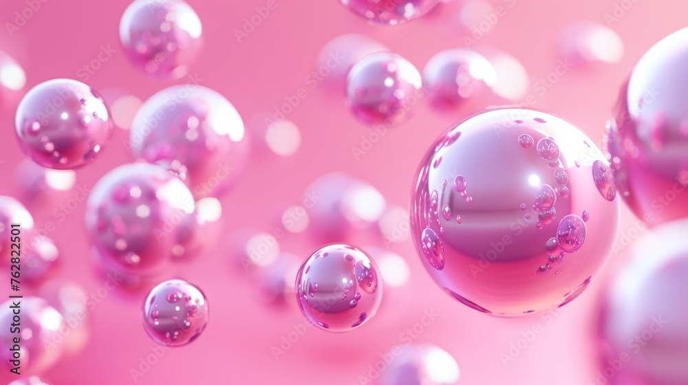 A 3D illustration of shiny spheres of varying sizes on a pink background, creating an abstract and visually appealing concept 2245914471 --ar 16:9 Job ID: 9a70397c-bd35-4a00-b012-702a667bc7ba A 3D illustration of shiny spheres of varying sizes on a pink background, creating an abstract and visually appealing concept 2245914471 --ar 16:9 Job ID: 9a70397c-bd35-4a00-b012-702a667bc7ba