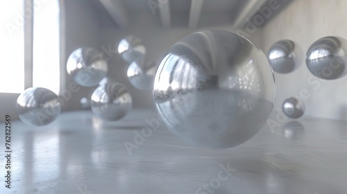 3D-rendered spheres floating in an empty space, designed for showcasing products