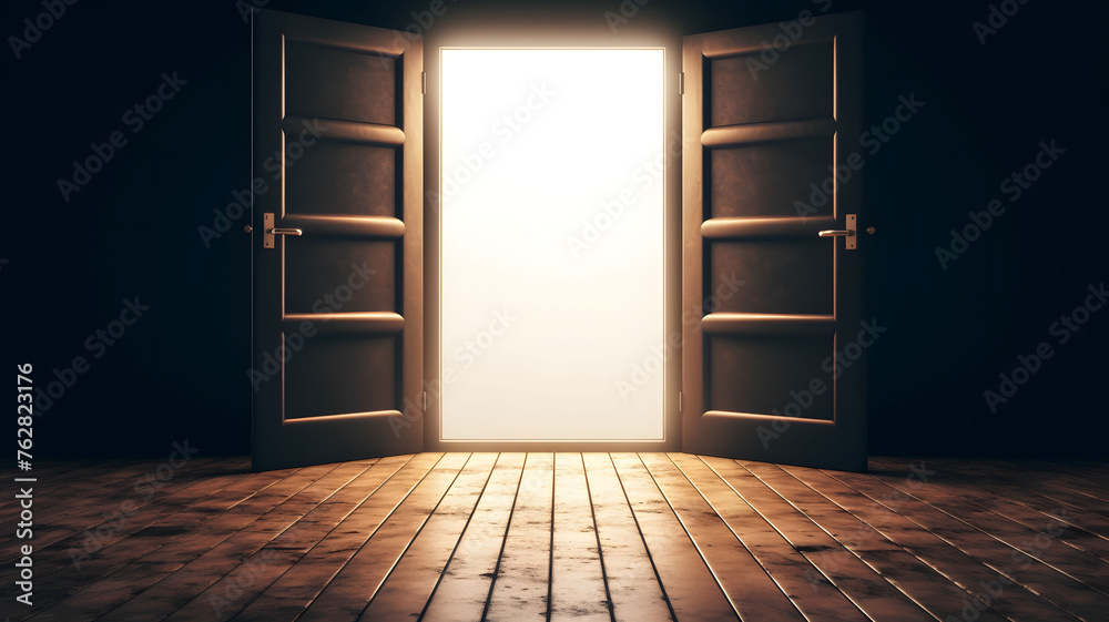 An open door leads to an empty room An open door leads to an empty room