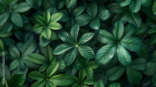 Tropical leaves background  top view of green leaves