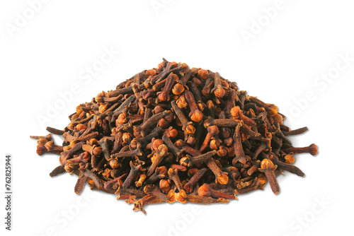 Tablou pe pânză heap of dried spice clove aromatic flower bud in cutout transparent background,p