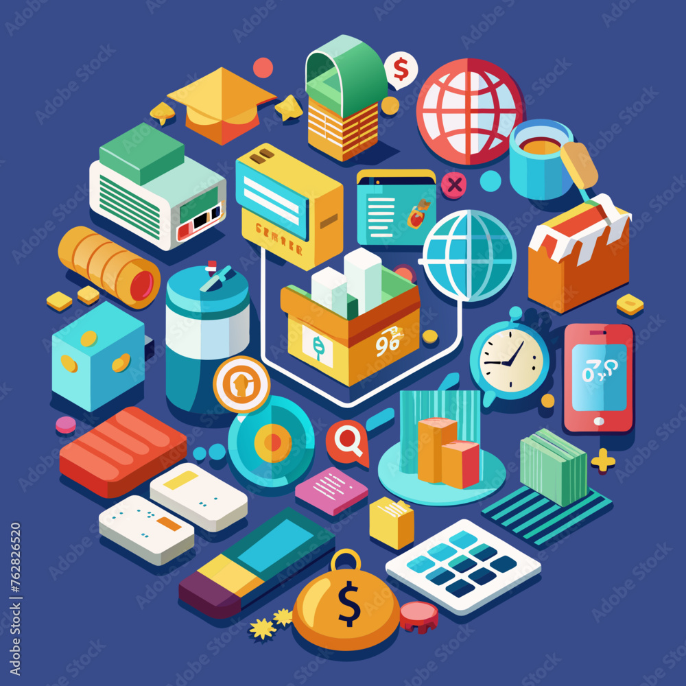e-commerce shopping icons set. Online shopping icons set and payment elements e-commerce shopping icons set. Online shopping icons set and payment elements