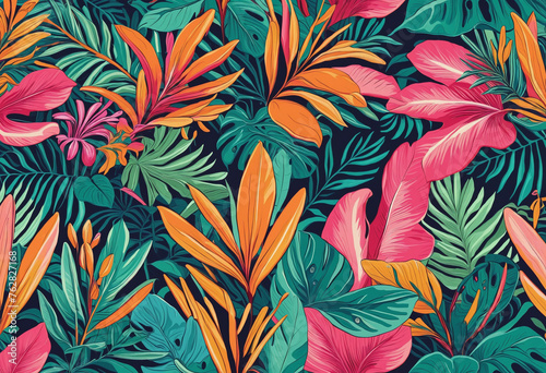 Colorful tropical leaves pattern