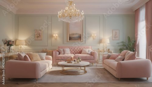 French classic home interior design of modern living room 4