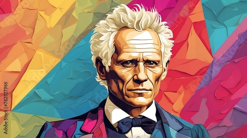 Arthur schopenhauer colorful geometric shapes background. Digital painting. Vector illustration from Generative AI photo